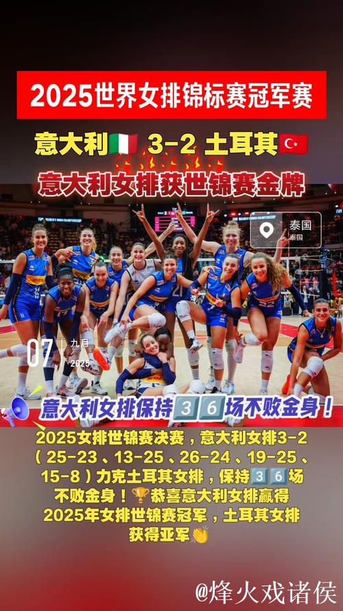 意大利女排激战五局3:2力克土耳其 夺得世锦赛桂冠